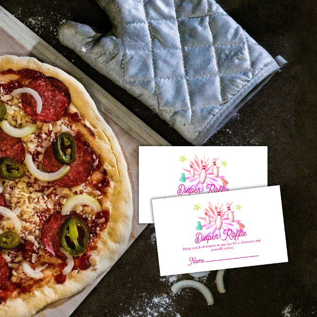 Tarjeta De Recepción Girl Strike Up Bowling Diaper Raffle Baby Shower (Girl Strike Up Bowling Diaper Raffle Baby Shower Enclosure Card)