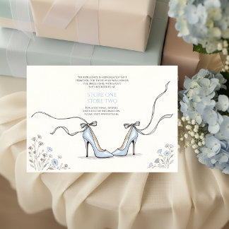 Tarjeta De Recepción Girly Blue Heels Bridal Shower Enclosure Card