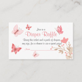 Tarjeta De Recepción Girly Cute Floral Mariposas Rosa Diaper Raffle