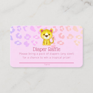 Tarjeta De Recepción Girly Leopard Baby Shower Diaper Ticket