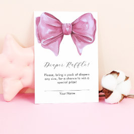 Tarjeta De Recepción Girly Pink Bow Baby Shower Diaper Raffle