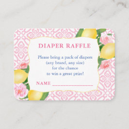 Tarjeta De Recepción Girly Pink Lemons Baby Shower Diaper Raffle