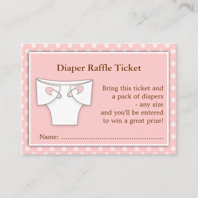 Tarjeta De Recepción Girona rosa Baby Shower Diaper Raffle Ticket Inser (Anverso)