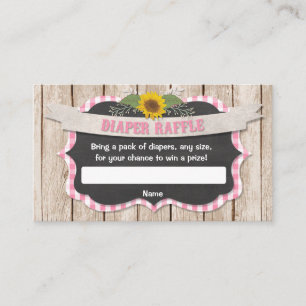 Tarjeta De Recepción Giros amarillos rosados girasoles bebé rifa de pañ
