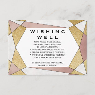 Tarjeta De Recepción Glam Geometric Diamond Boda Desear Bien