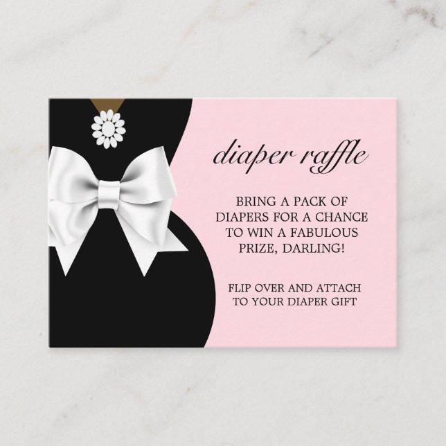 Tarjeta De Recepción Glam Pink Black Ethnic Baby Shower Diaper Raffle (Anverso)