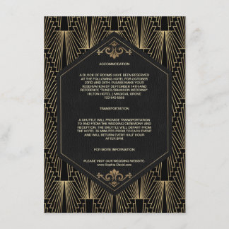 Tarjeta De Recepción Glam Roaring 20s Gatsby Wedding Accommodation