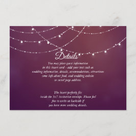 Tarjeta De Recepción Glam White Fairy Lights Pink Purple DETAILS Card