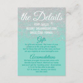 Tarjeta De Recepción Glam White Purpurina esparce detalles de Bodas Ver