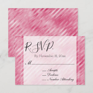 Tarjeta De Recepción Glamorosas Rayas Rosadas Geniales RSVP de Boda