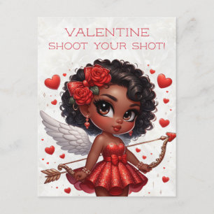 Tarjeta De Recepción Glamoroso El día de San Valentín cupido afroameric