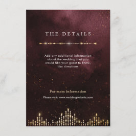 Tarjeta De Recepción Glamour Deco Burgundy Vintage carta de detalles de