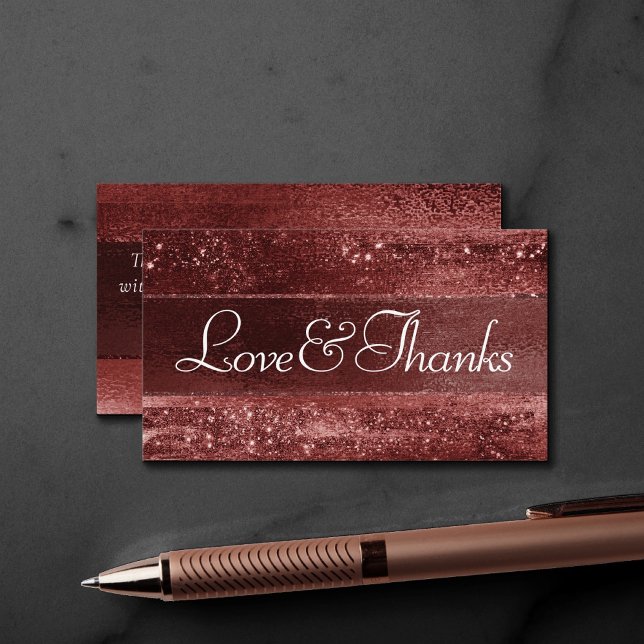 Tarjeta De Recepción Glitzy Red Purpurina | Amor y agradecimiento de Cr (Subido por el creador)