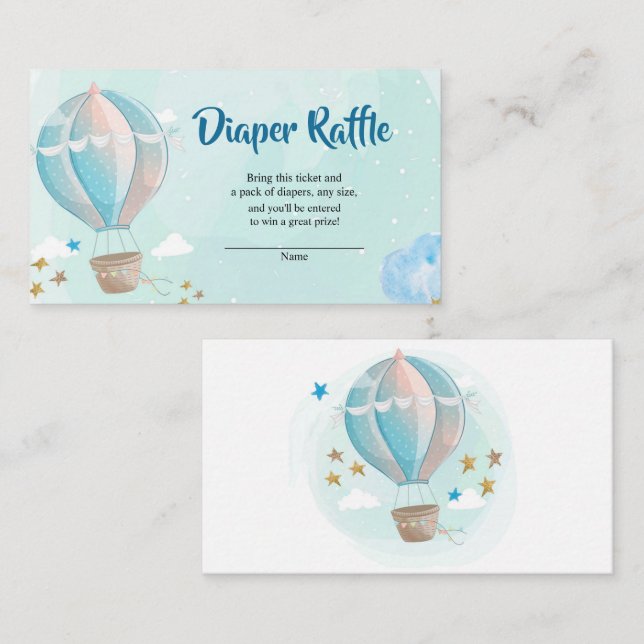 Tarjeta De Recepción Globo de aire caliente Baby Shower Diaper Raffle (Anverso / Reverso)