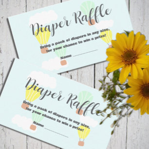 Tarjeta De Recepción Globo de aire caliente Baby Shower Diaper Raffle