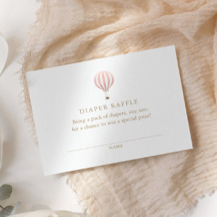 Tarjeta De Recepción Globo de aire caliente rosa Baby Shower Diaper Raf