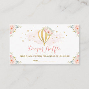 Tarjeta De Recepción Globo de aire caliente Rubor Floral Baby Diaper Ra
