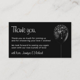 Tarjeta De Recepción Globo de bebé brillo fiesta glamour negro gracias
