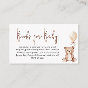 Tarjeta De Recepción Globo de oso marrón: libros Baby Shower para bebé