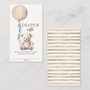 Tarjeta De Recepción Globo marrón Teddy Bear Baby Shower Diaper Raffle