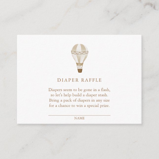 Tarjeta De Recepción Globo neutro de aire caliente | Diaper Raffle (Anverso)