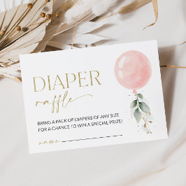 Tarjeta De Recepción Globo rosa, eucalipto, vegetación, pañales