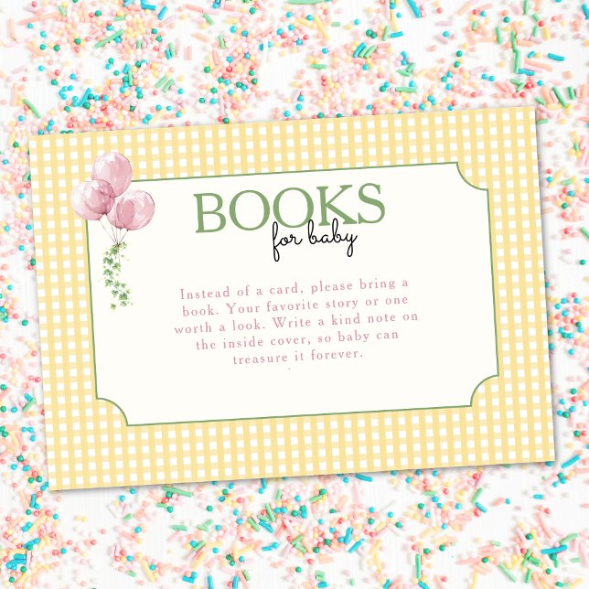 Tarjeta De Recepción Globo rosa Silly Goose Libros de cuadros para bebé (Silly Goose 1st Birthday Books for Baby Enclosure Card)
