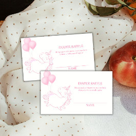 Tarjeta De Recepción Globo rosa Unicorn Diaper Raffle Baby Shower