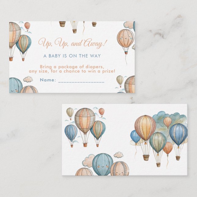 Tarjeta De Recepción Globos Aerostáticos Pastel Niño Viajes Shower de B (Anverso / Reverso)