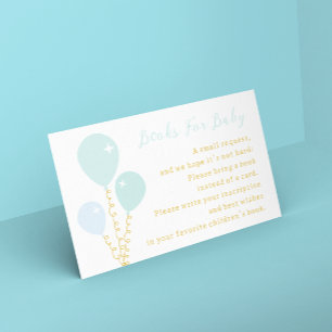 Tarjeta De Recepción Globos Azules Niño Baby Shower Libros Para Bebé