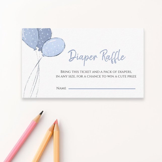 Tarjeta De Recepción Globos azules simples Baby Shower Diaper Raffle (Subido por el creador)