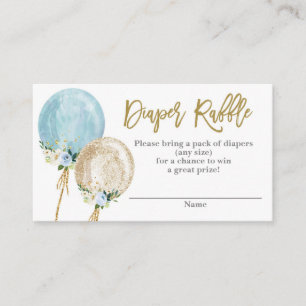 Tarjeta De Recepción Globos azules y dorados ducha de bebé Diaper Raffl