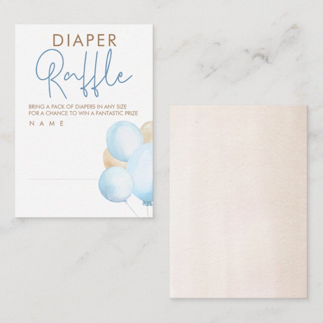 Tarjeta De Recepción Globos Baby Shower Diaper Raffle Ticket Enclosur (Anverso / Reverso)