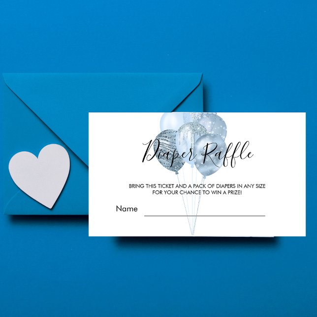 Tarjeta De Recepción Globos blancos azules niño ducha de bebé rifa de p (Subido por el creador)