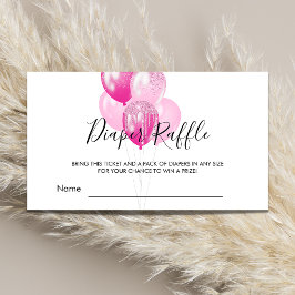 Tarjeta De Recepción Globos blancos rosados chica de ducha de bebé rifa
