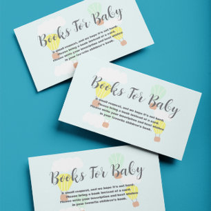 Tarjeta De Recepción Globos de aire caliente Baby Shower Libros Para Be