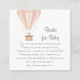 Tarjeta De Recepción Globos de aire caliente rosados Libros para bebé