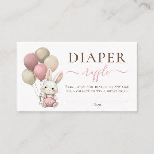 Tarjeta De Recepción Globos de conejo Niña Rosa Ducha Diaper Raffle