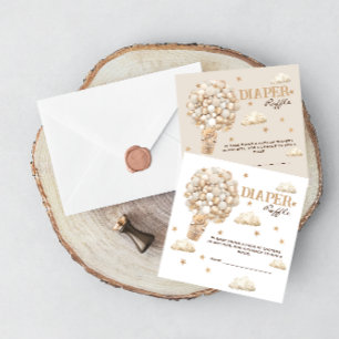 Tarjeta De Recepción Globos de Osito Beige Blanco Rifa de Pañales