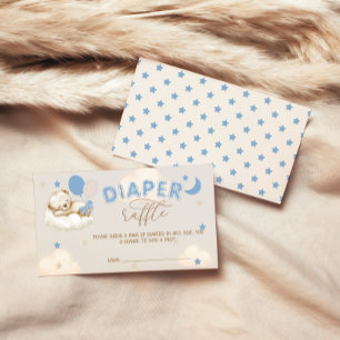 Tarjeta De Recepción Globos de oso azul niño Baby Shower Diaper Raffle