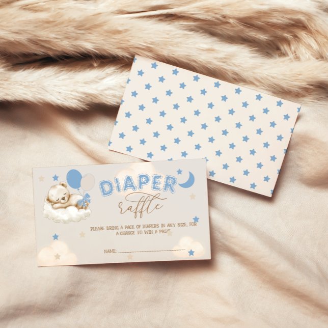 Tarjeta De Recepción Globos de oso azul niño Baby Shower Diaper Raffle (Subido por el creador)