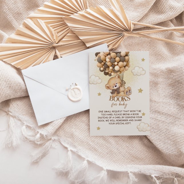 Tarjeta De Recepción Globos de oso beige marrón solicitud de libro (Subido por el creador)