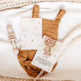 Tarjeta De Recepción Globos de oso Boho Petición de libro rosa beige