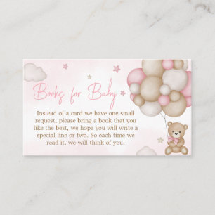 Tarjeta De Recepción Globos de oso chica Libros Baby Shower para bebé