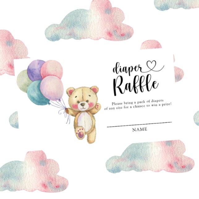 Tarjeta De Recepción Globos de oso de peluche - rifa de pañal (Subido por el creador)
