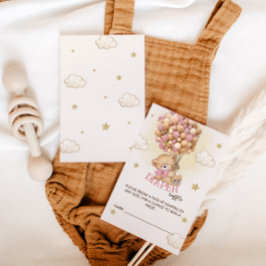 Tarjeta De Recepción Globos de oso Diaper Raffle Boho Pink
