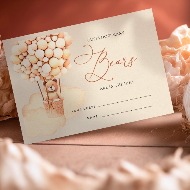 Tarjeta De Recepción Globos De Oso Marrón Adivinan Cuántas Entradas De  (Subido por el creador)