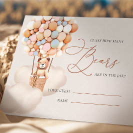 Tarjeta De Recepción Globos De Oso Neutro Adivinan Cuántas Entradas De