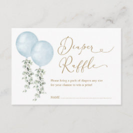 Tarjeta De Recepción Globos gemelos azules modernos Eucalyptus Diaper R