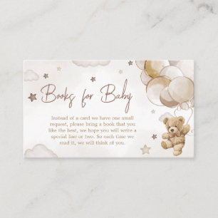 Tarjeta De Recepción Globos marrones llevan libros de Baby Shower para